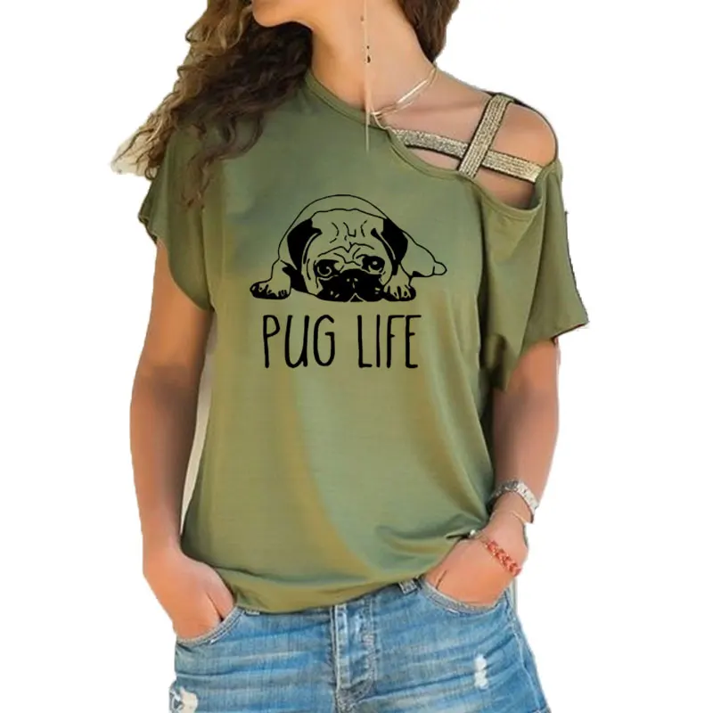 Cute Pug Dog Anime Christmas Clothes T Shirt Women Short Sleeve streetwear Girls T-shirt Irregular Skew Cross Bandage Tee Tops
Cute Pug Dog Anime Christmas Clothes T Shirt Women Short Sleeve streetwear Girls T-shirt Irregular Skew Cross Bandage Tee Tops