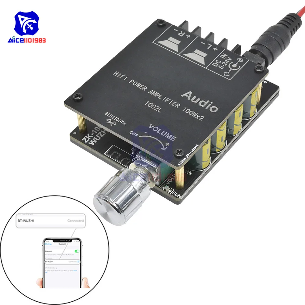 diymore TPA3116 ZK-1002L Bluetooth 5.0 Digital Amplifier Board 100Wx2 Adjustable Audio Power Amp Module Electronic Components
diymore TPA3116 ZK-1002L Bluetooth 5.0 Digital Amplifier Board 100Wx2 Adjustable Audio Power Amp Module Electronic Components