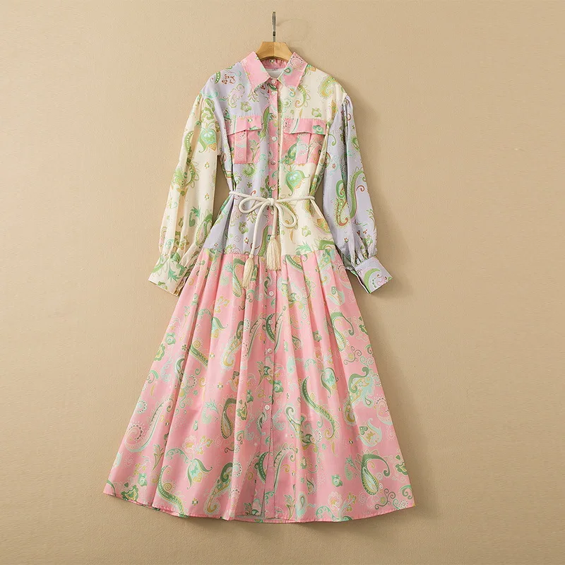 European and American women's wear spring 2022 new Long sleeve lantern sleeve lace-up printing single-breasted pleated dress
European and American women's wear spring 2022 new Long sleeve lantern sleeve lace-up printing single-breasted pleated dress