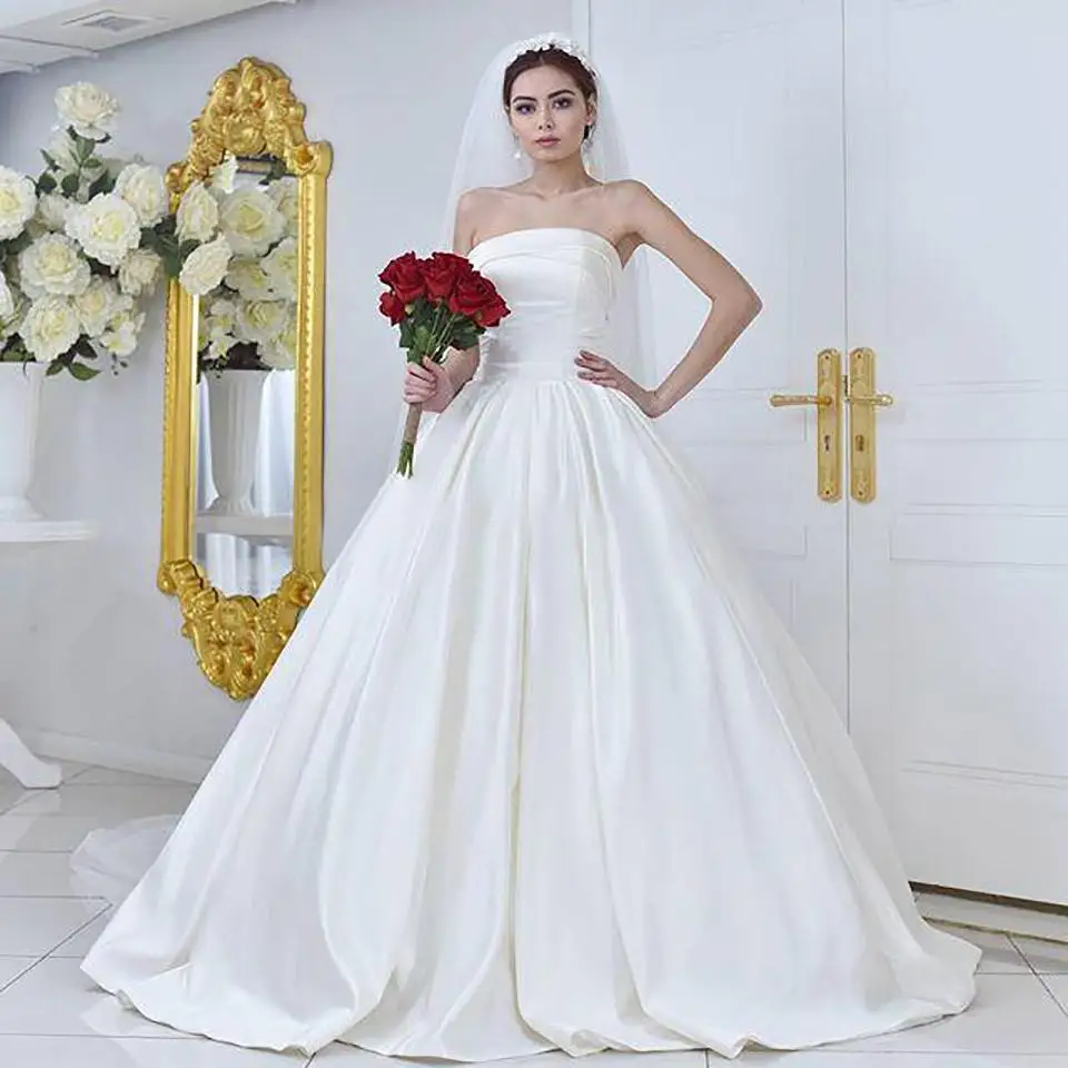 Custom Satin A Line Bridal Gowns Sleeveless Wed Dresses Wed Plus Size Strapless Floor-Length NONE Train Lace up Wedding Dresses
Custom Satin A Line Bridal Gowns Sleeveless Wed Dresses Wed Plus Size Strapless Floor-Length NONE Train Lace up Wedding Dresses