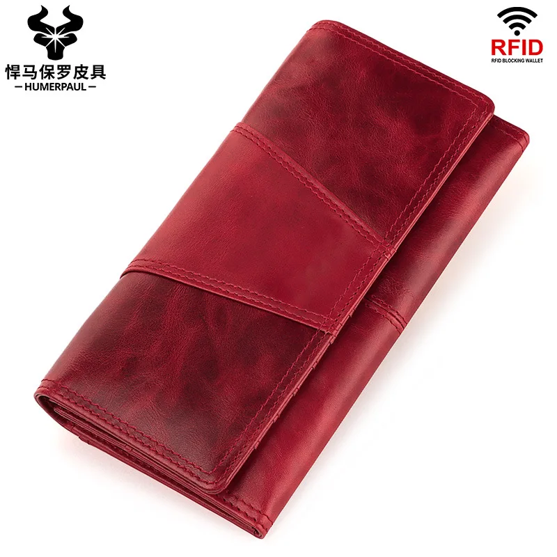 Women Genuine Leather Wallet RFID Blocking Lady Long Purse Purse Brand Design Luxury Cow Wax Leather Female Cluth Coin Purse
Women Genuine Leather Wallet RFID Blocking Lady Long Purse Purse Brand Design Luxury Cow Wax Leather Female Cluth Coin Purse