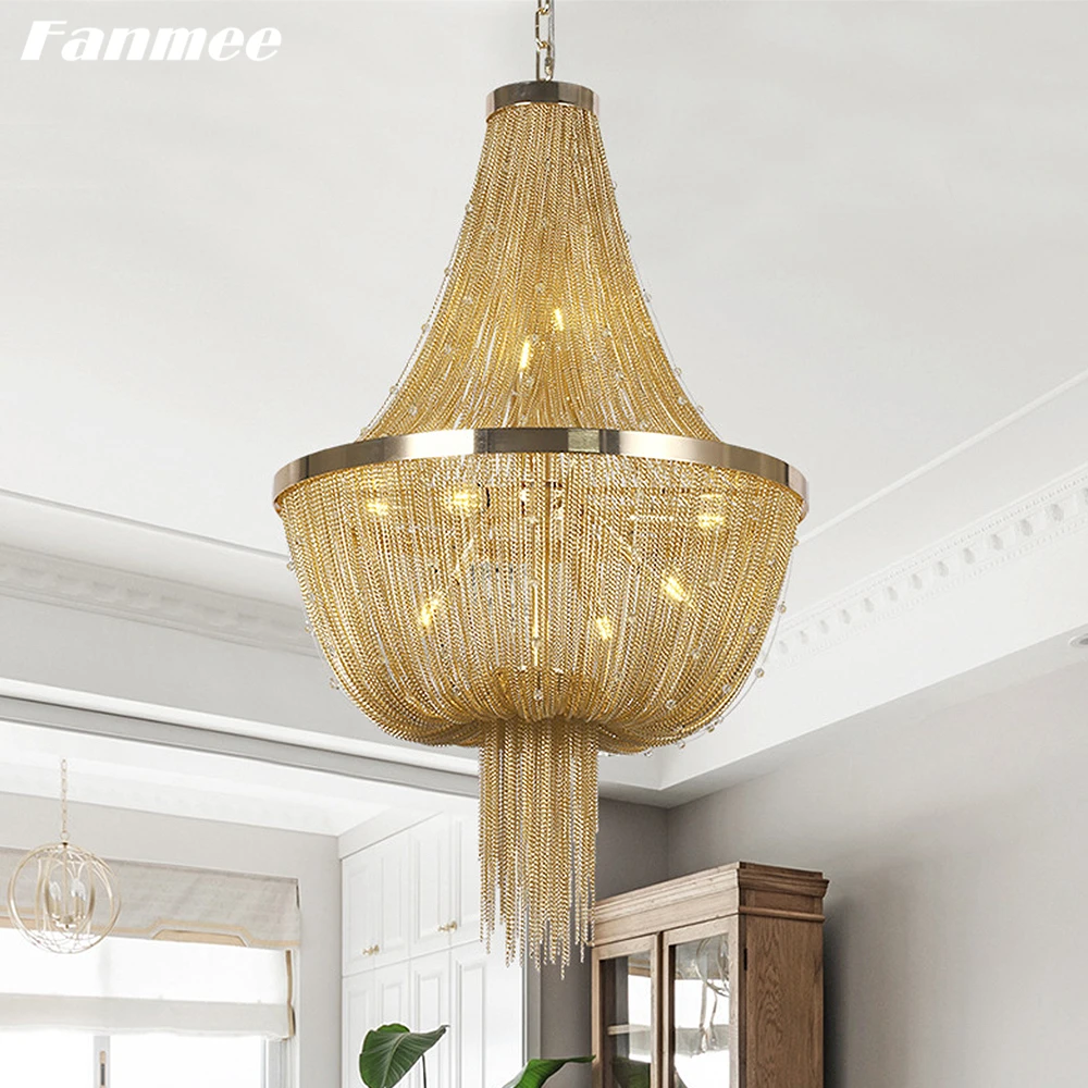 Modern Gold Chain Ceiling Chandelier LED Luxury Aluminum Tassel Pendant Hanging Light Home Decor Living Room Lustre Lamp Fixture
Modern Gold Chain Ceiling Chandelier LED Luxury Aluminum Tassel Pendant Hanging Light Home Decor Living Room Lustre Lamp Fixture