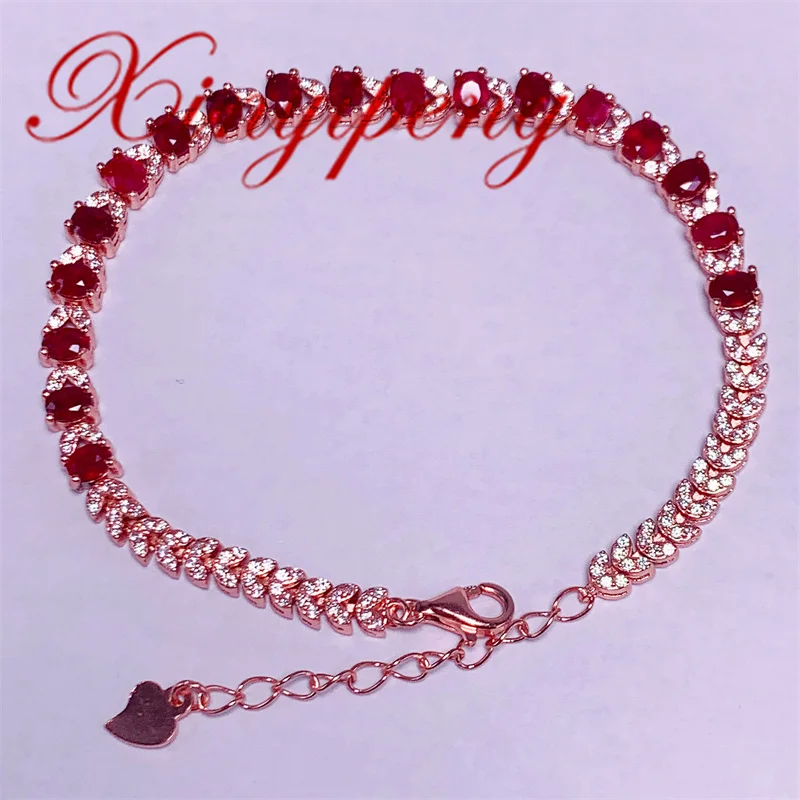 Xin Yipeng Fine Jewelry Real S925 Sterling Silver Plated Rose Gold Inlaid Natural Ruby Bracelet Wedding Gift for Women
Xin Yipeng Fine Jewelry Real S925 Sterling Silver Plated Rose Gold Inlaid Natural Ruby Bracelet Wedding Gift for Women