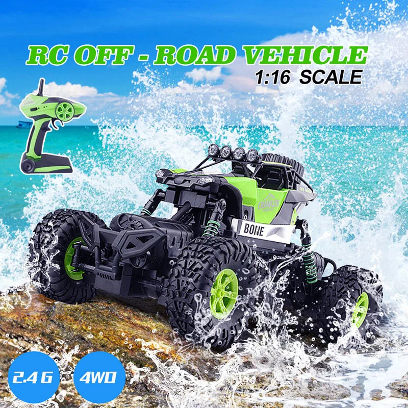 2.4G 4WD 1:16 Off-Road Climbing Car Two-wheel steering 4WD dual steering with Front Light waterproof RC Racing Vehicle Toy Cars
2.4G 4WD 1:16 Off-Road Climbing Car Two-wheel steering 4WD dual steering with Front Light waterproof RC Racing Vehicle Toy Cars