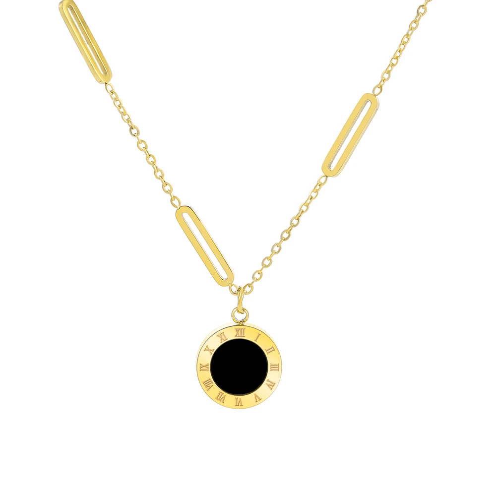 Fashion Women Necklace Stainless Steel Black White Shell Necklaces With Roman Numeral Luxury Women Wedding Jewelry Collars N78-1
Fashion Women Necklace Stainless Steel Black White Shell Necklaces With Roman Numeral Luxury Women Wedding Jewelry Collars N78-1