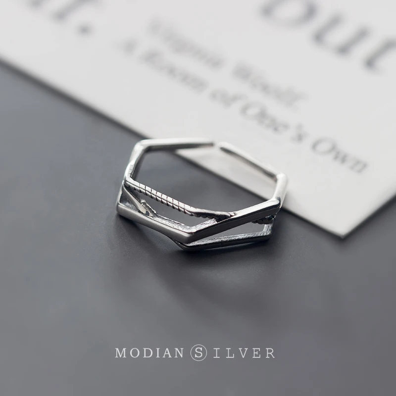 Modian Irregular Geometric Cross Line Authentic Sterling Silver 925 Ring for Women Free Size Simple Ring Fine Jewelry Bijoux
Modian Irregular Geometric Cross Line Authentic Sterling Silver 925 Ring for Women Free Size Simple Ring Fine Jewelry Bijoux