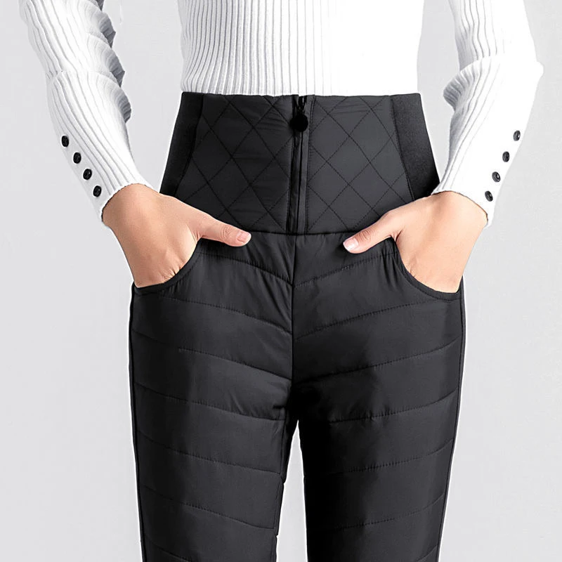 Winter Super High Waist Duck Down Pants Women Thicken Warm Plus Velvet Casual Streetwear Skinny Pencil Pants 4XL Mother trousers
Winter Super High Waist Duck Down Pants Women Thicken Warm Plus Velvet Casual Streetwear Skinny Pencil Pants 4XL Mother trousers