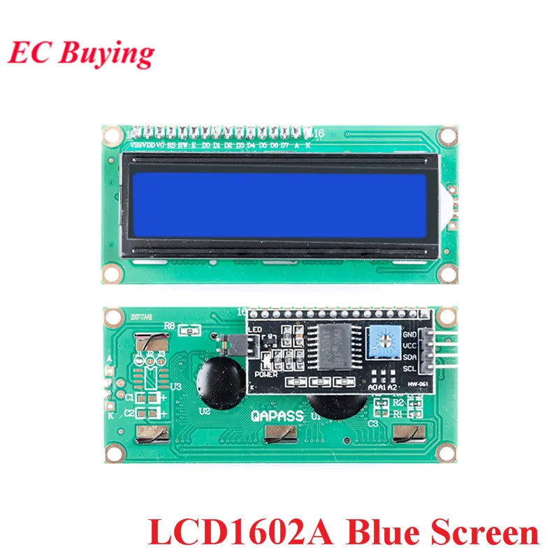 1602 LCD Display Module Blue Screen IIC/I2C LCD1602 PCF8574 Adapter Plate for Arduino LCD1602A
1602 LCD Display Module Blue Screen IIC/I2C LCD1602 PCF8574 Adapter Plate for Arduino LCD1602A