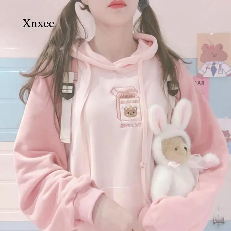 Autumn/winter Harajuku Fashion Women's Pink Sweater Kawaii Clothing Cartoon Embroidered Hoodie Pocket Bear Pullover
Autumn/winter Harajuku Fashion Women's Pink Sweater Kawaii Clothing Cartoon Embroidered Hoodie Pocket Bear Pullover