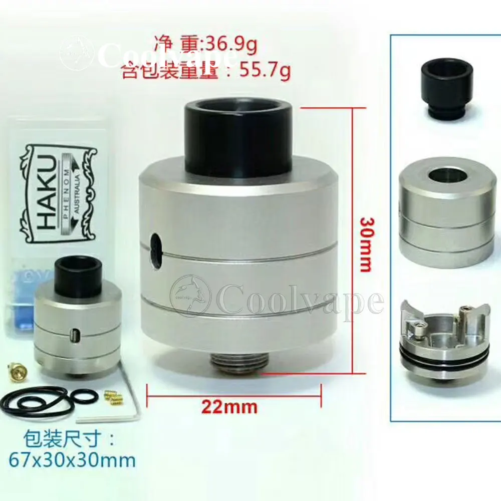 WOLF COOLVAPE haku phenom rda 22 мм 316 бак для электронной сигареты из нержавеющей стали с одной катушкой rda атомайзер для вейпа с squonk BF vs Goon RDA
WOLF COOLVAPE haku phenom rda 22 мм 316 бак для электронной сигареты из нержавеющей стали с одной катушкой rda атомайзер для вейпа с squonk BF vs Goon RDA