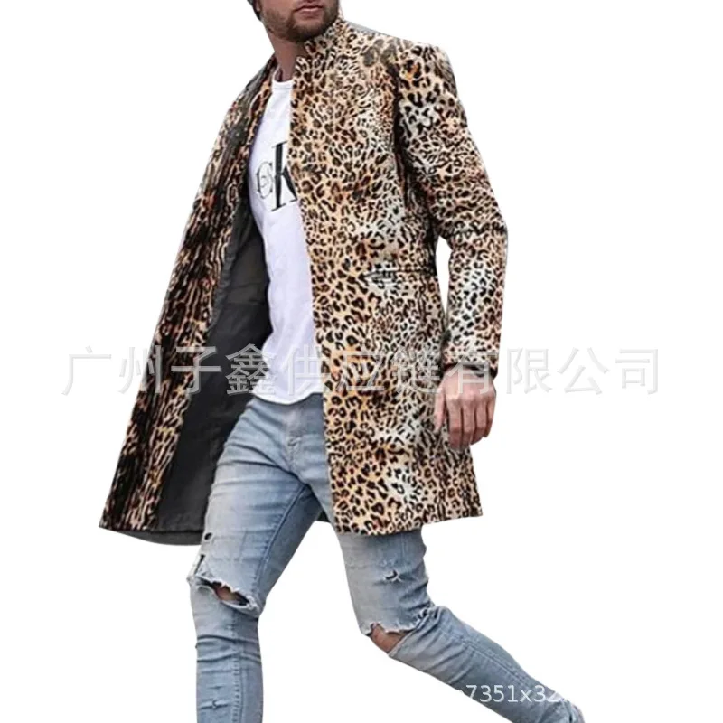 Leopard Woolen Coat Windbreaker Men's Stand Collar Leopard Casual Coat Fashion Custom Made Men's Slim Fit Long Coat Male Outwear
Leopard Woolen Coat Windbreaker Men's Stand Collar Leopard Casual Coat Fashion Custom Made Men's Slim Fit Long Coat Male Outwear