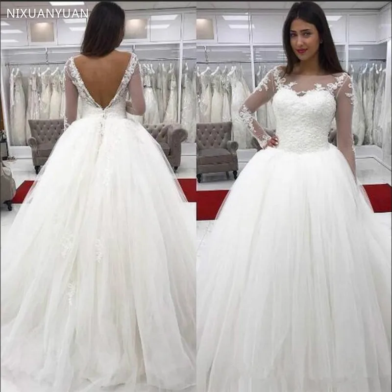 Sexy Wedding Dress with Ilussion Full Sleeves BackLess Tulle Lace Gowns for Western Country Weddings Sheer Neck Custom Made
Sexy Wedding Dress with Ilussion Full Sleeves BackLess Tulle Lace Gowns for Western Country Weddings Sheer Neck Custom Made