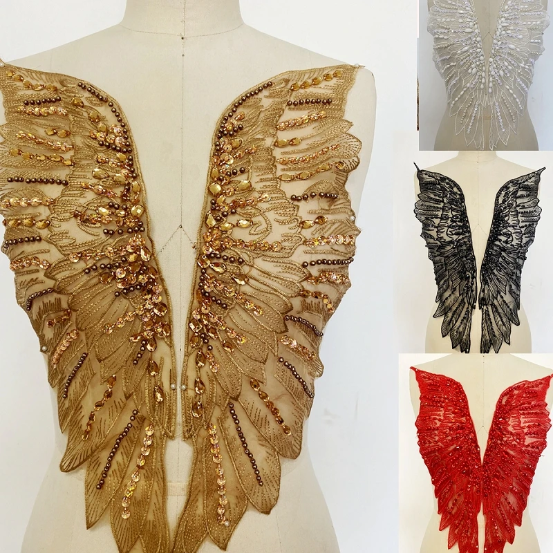 2Pieces/1Pair Beads Fabric Feather Wings Wedding Gown Appliques Embroidered Lace Collar Sew On Patches For Dress DIY Decoration
2Pieces/1Pair Beads Fabric Feather Wings Wedding Gown Appliques Embroidered Lace Collar Sew On Patches For Dress DIY Decoration