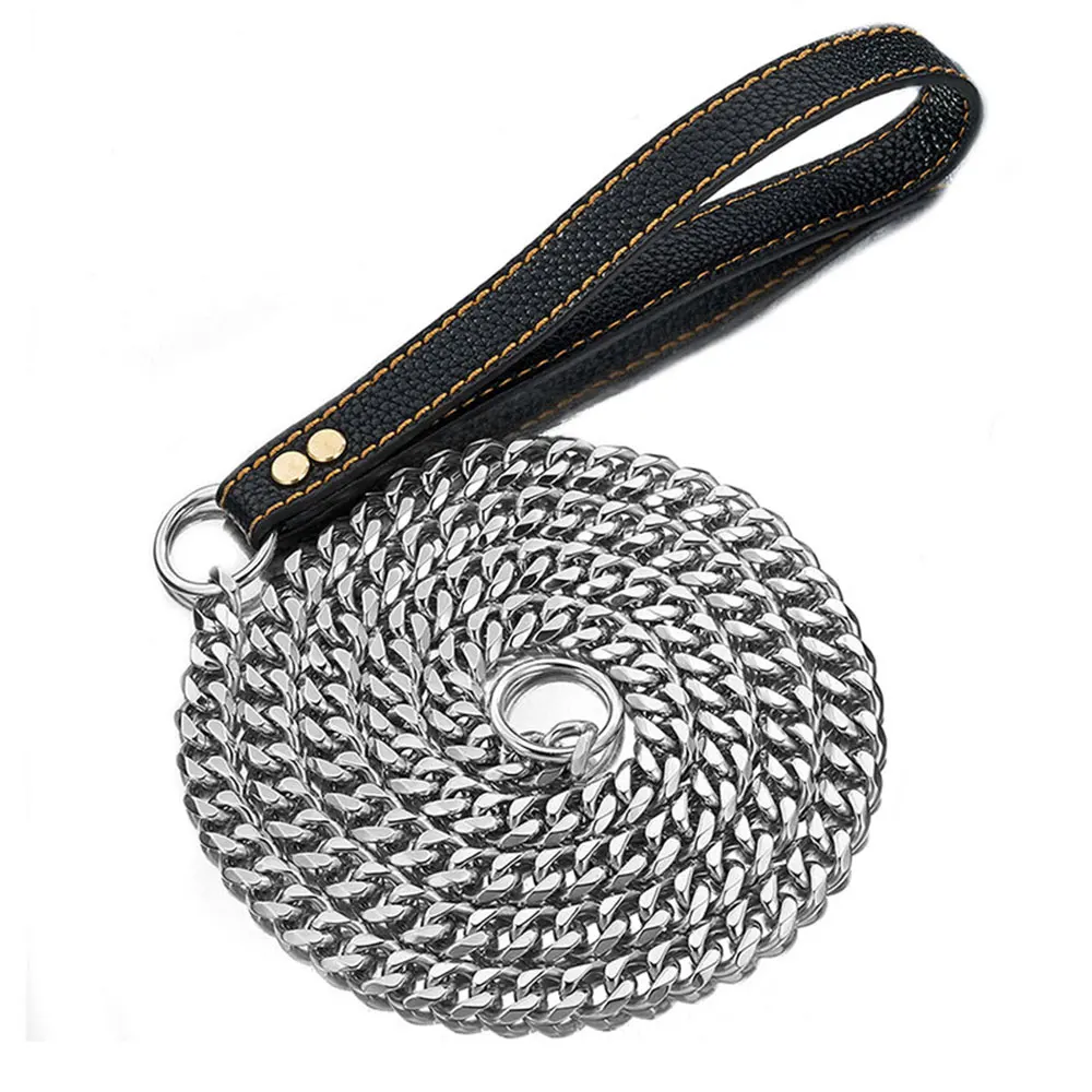 15MM Stainless Steel Dog Chain Leash With Leather Handle Training Heavy Duty Strong Chew Proof 3ft For Small Medium Big Dogs
15MM Stainless Steel Dog Chain Leash With Leather Handle Training Heavy Duty Strong Chew Proof 3ft For Small Medium Big Dogs