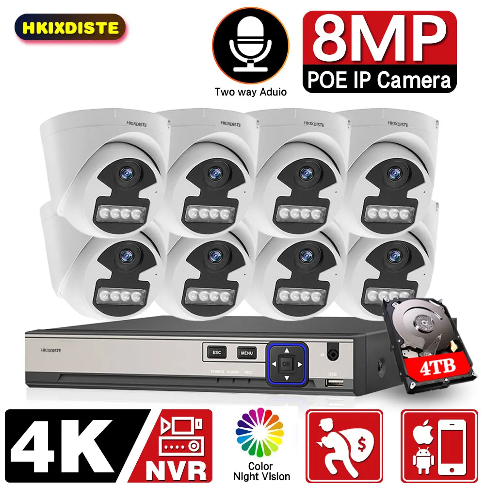 8CH 4K 8MP POE NVR System Two Way Audio Indoor/Outdoor Colorful Night Vision CCTV Video Surveillance Security Camera System
8CH 4K 8MP POE NVR System Two Way Audio Indoor/Outdoor Colorful Night Vision CCTV Video Surveillance Security Camera System