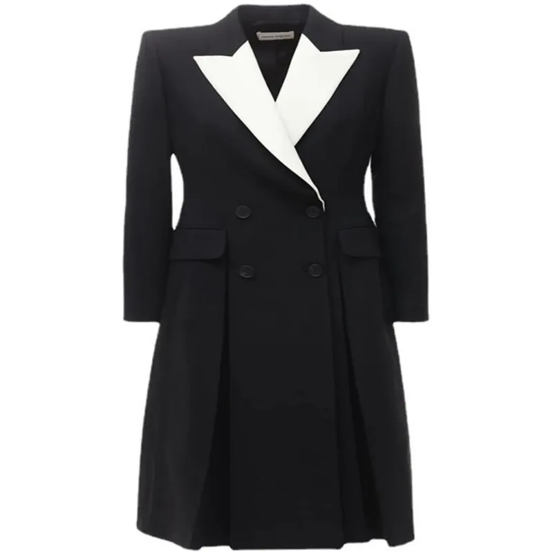 Black And White Stitching Elegant Dress Women Lapel Long Sleeve Double breasted Pockets Blazer Dresses s1654
Black And White Stitching Elegant Dress Women Lapel Long Sleeve Double breasted Pockets Blazer Dresses s1654