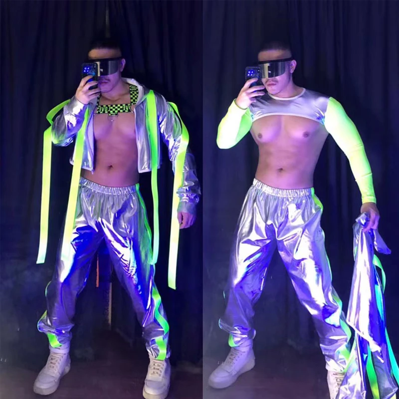 Technology Laser Fluorescent Outfit Men Sexy Pole Dance Costume Reflective Hooded Jacket Pants Nightclub Bar Dj Gogo Wear XS2669
Technology Laser Fluorescent Outfit Men Sexy Pole Dance Costume Reflective Hooded Jacket Pants Nightclub Bar Dj Gogo Wear XS2669