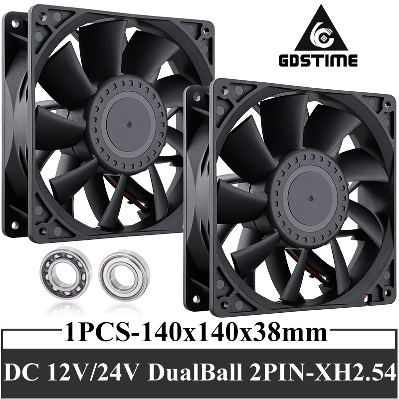 GDSTIME 14cm Fan 140mm x 38mm 12V 24V Dual Ball Bearing DC Brushless Cooling Fan 223 CFM Big Airflow Case Fan Cooler For Cabine
GDSTIME 14cm Fan 140mm x 38mm 12V 24V Dual Ball Bearing DC Brushless Cooling Fan 223 CFM Big Airflow Case Fan Cooler For Cabine