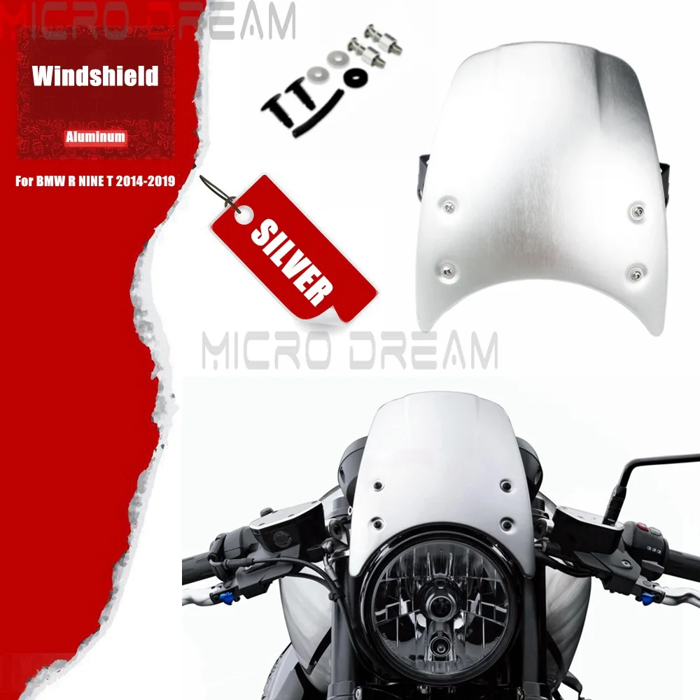 Aluminum Motorcycle Windshield Windscreen Silver Headlight Fairing Deflector for BMW R NINE T R Nine T R9T 2014-2019
Aluminum Motorcycle Windshield Windscreen Silver Headlight Fairing Deflector for BMW R NINE T R Nine T R9T 2014-2019