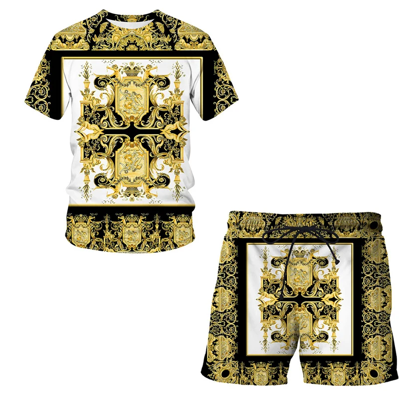 New Summer 2021 Men's Suit Short Sleeve High end brands 3d Luxury Printing O-Neck Hip Hop T-Shirt+Shorts 2-Piece Set Streetwear
New Summer 2021 Men's Suit Short Sleeve High end brands 3d Luxury Printing O-Neck Hip Hop T-Shirt+Shorts 2-Piece Set Streetwear
