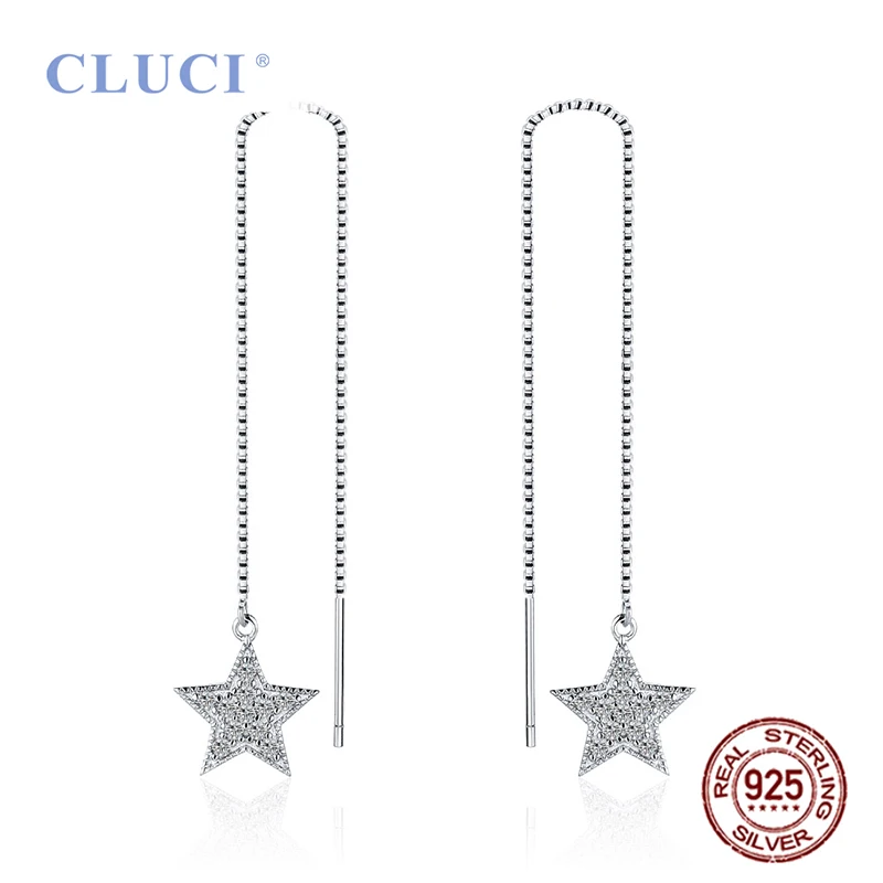 CLUCI Real 925 Silver Earrings Jewelry For Women fashion Star Dangle Earrings FIne Jewelry DE006SB
CLUCI Real 925 Silver Earrings Jewelry For Women fashion Star Dangle Earrings FIne Jewelry DE006SB