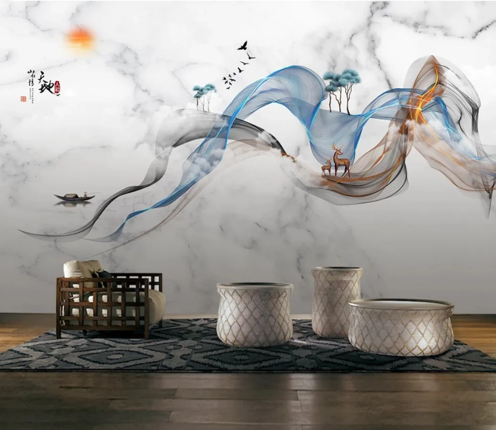 Bacal Custom silky papel de parede 3D wallpaper new Chinese artistic conception abstract ink landscape living room background
Bacal Custom silky papel de parede 3D wallpaper new Chinese artistic conception abstract ink landscape living room background