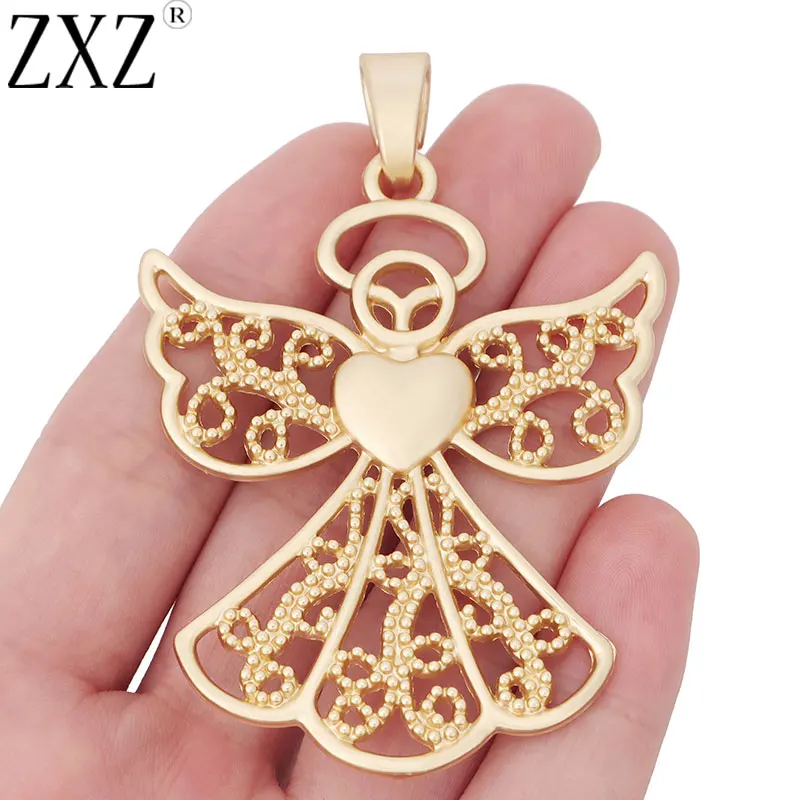 ZXZ 2pcs Matte Gold Tone Large Filigree Guardian Angel Charms Pendants for Necklace Jewelry Making Findings 80x54mm
ZXZ 2pcs Matte Gold Tone Large Filigree Guardian Angel Charms Pendants for Necklace Jewelry Making Findings 80x54mm