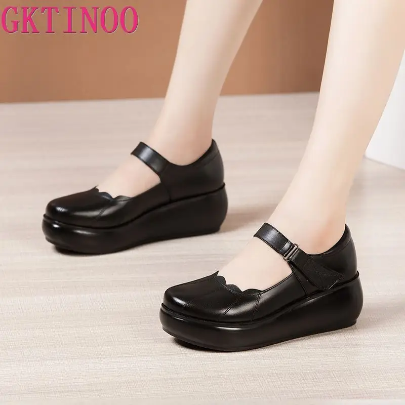 GKTINOO 2024 Spring Fashion Round Toe Wedge Pumps Women Shoes 6CM High Heels Thick Bottom Leather Shoes Platform Pumps Size33-43
GKTINOO 2024 Spring Fashion Round Toe Wedge Pumps Women Shoes 6CM High Heels Thick Bottom Leather Shoes Platform Pumps Size33-43