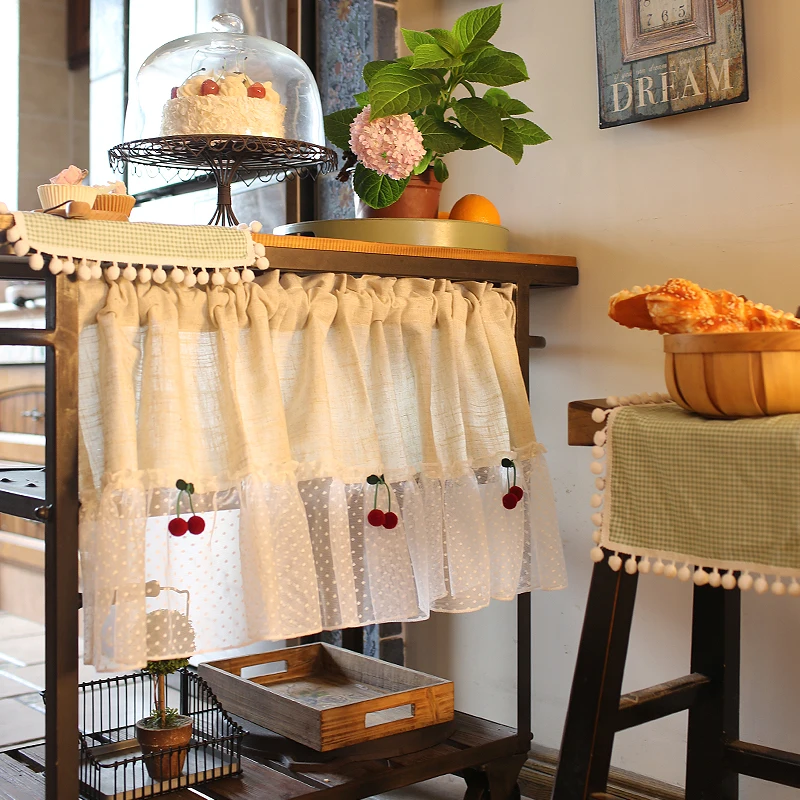 1 PCS Beige Cherry Lace Half Short Curtain with Rod Pocket for Living Room Kitchen Cabinet Cafe Divided Panel Linen Curtains
1 PCS Beige Cherry Lace Half Short Curtain with Rod Pocket for Living Room Kitchen Cabinet Cafe Divided Panel Linen Curtains