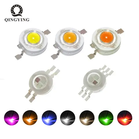 100pcs 1W 3W LED High Power LEDs Super Brightness Deep Red 660nm Royal Blue 445nm Pink Full Spectrum White Yellow Light Source