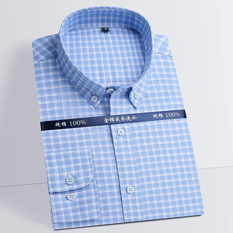 Men Shirts New Smart Casual Small Plaid Long Sleeve Oxford Shirt 100% Cotton Men's Office Striped High Quality Male Tops
Men Shirts New Smart Casual Small Plaid Long Sleeve Oxford Shirt 100% Cotton Men's Office Striped High Quality Male Tops
