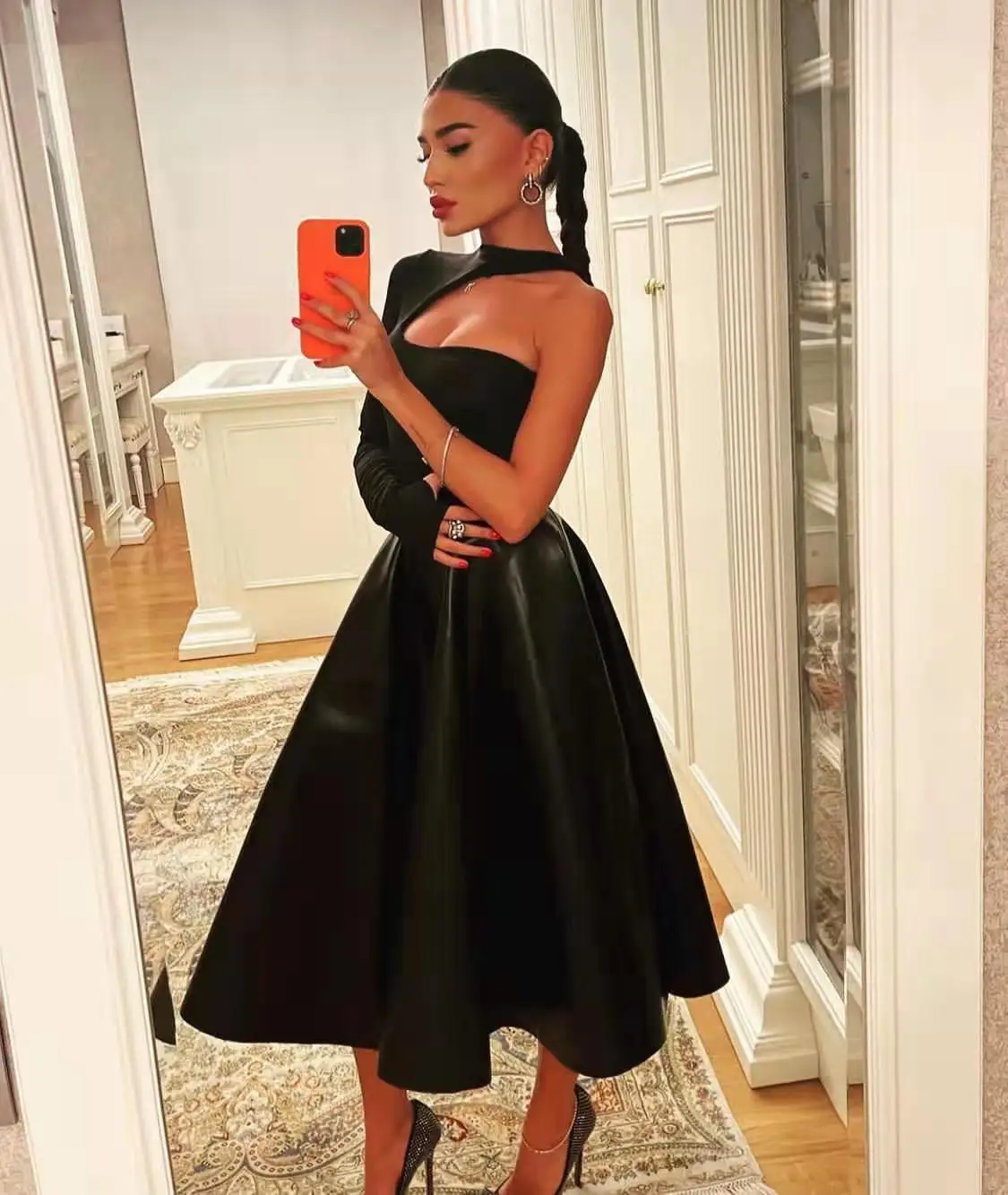 BridalAffair Elegant Short Muslim Black Evening Dresses Simple A-Line Puffy Satin One Shoulder Tea Length Formal Party Gowns
BridalAffair Elegant Short Muslim Black Evening Dresses Simple A-Line Puffy Satin One Shoulder Tea Length Formal Party Gowns