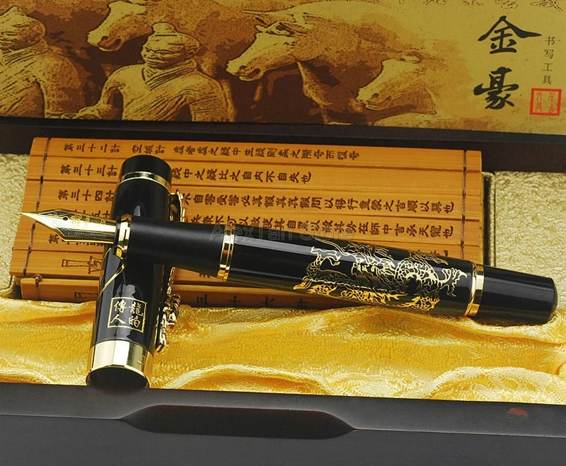 Jinhao Vintage Fountain Pen Medium Nib, Descendants of The Dragon, Black And Golden Writing Office Home School Gift Pen
Jinhao Vintage Fountain Pen Medium Nib, Descendants of The Dragon, Black And Golden Writing Office Home School Gift Pen