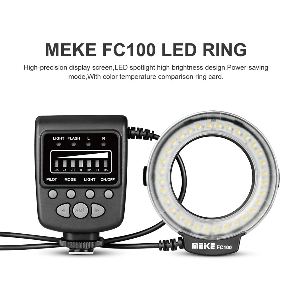 Светодиодная вспышка Speedlite Кольцо Speedlite Кольцевая заполняющая лампа MEIKE FC100 Одноконтактный популярный тип Универсальное руководство для DSLR-камеры
Светодиодная вспышка Speedlite Кольцо Speedlite Кольцевая заполняющая лампа MEIKE FC100 Одноконтактный популярный тип Универсальное руководство для DSLR-камеры