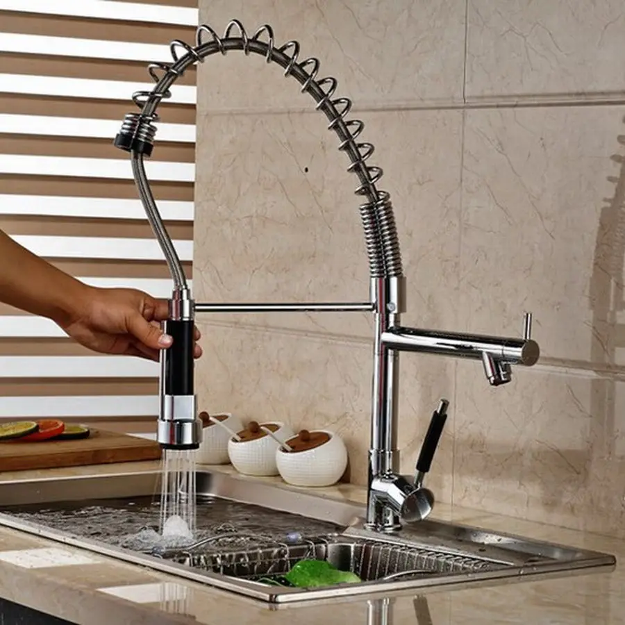 Chrome Brass Swivel Handle Pull Out Spray Faucet Kitchen Spring Sink Mixer Tap Water Purifier Faucets
Chrome Brass Swivel Handle Pull Out Spray Faucet Kitchen Spring Sink Mixer Tap Water Purifier Faucets
