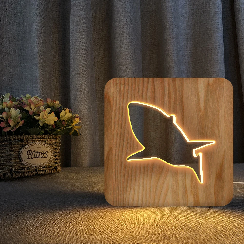 3D Shark Wooden Lamp USB LED Night Light Baby Sleeping Lighting Bedroom Decorative Table Lamp For Children Birthday Gift
3D Shark Wooden Lamp USB LED Night Light Baby Sleeping Lighting Bedroom Decorative Table Lamp For Children Birthday Gift