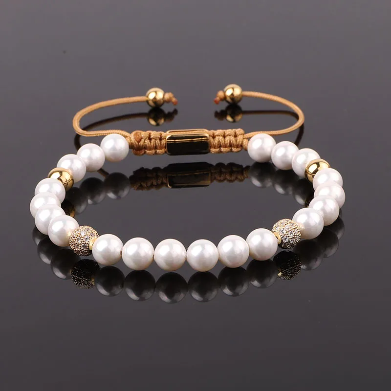 New Design High Quality Shell Pearl Beaded CZ Pave Ball Adjustable Macrame Bracelet Women
New Design High Quality Shell Pearl Beaded CZ Pave Ball Adjustable Macrame Bracelet Women