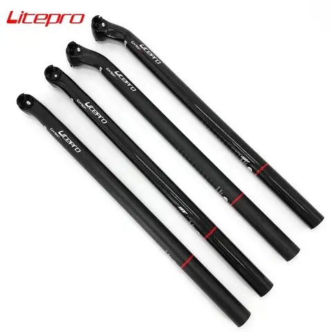 Litepro Carbon Fiber Seatpost 33.9mm 580mm Offset 5-25° BYA412 Folding Bike Seat Post Ultralight Saddle Post
