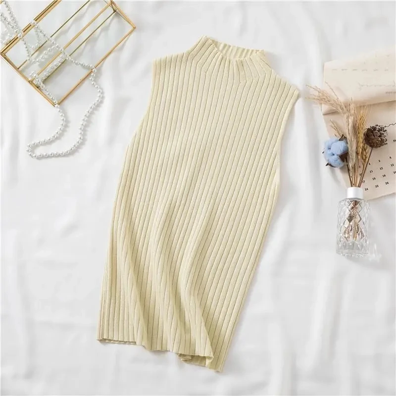 Elegant Top 2024 New Spring Autumn Knitted Tank Top Women Blouse Turtlenck Sexy Sleeveless Sweater Vest Female Slim Top
Elegant Top 2024 New Spring Autumn Knitted Tank Top Women Blouse Turtlenck Sexy Sleeveless Sweater Vest Female Slim Top
