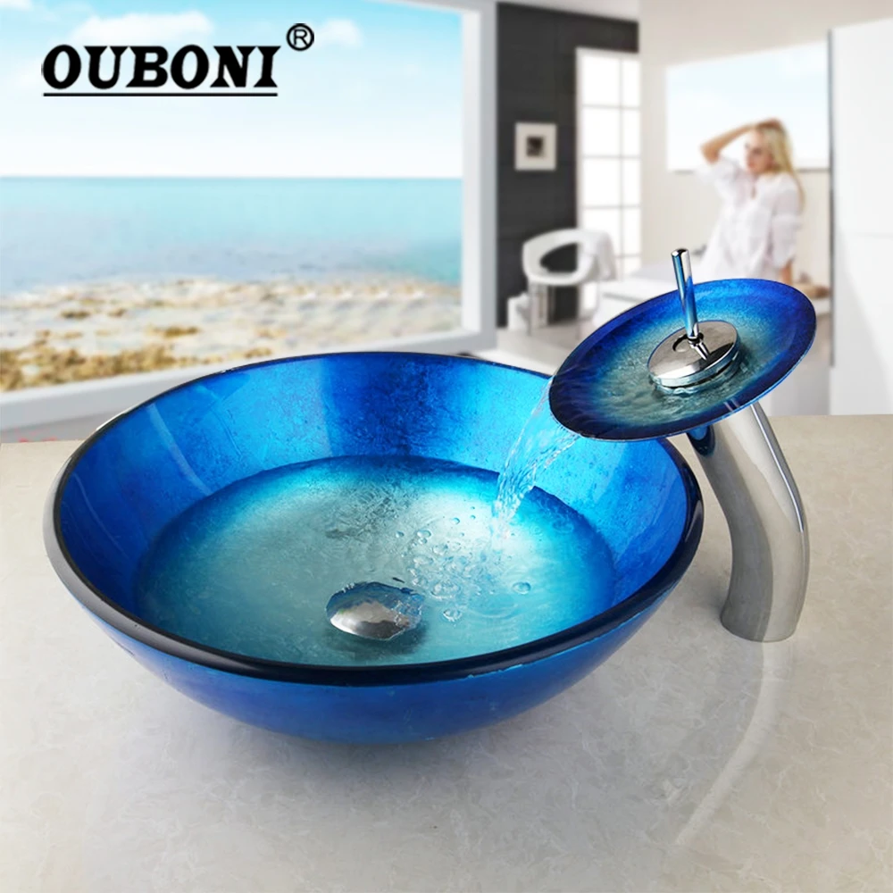 OUBONI Blue Artist дизайнерский смеситель для раковины в ванной комнате из закаленного стекла с выдвижным сливом и монтажным кольцом
OUBONI Blue Artist дизайнерский смеситель для раковины в ванной комнате из закаленного стекла с выдвижным сливом и монтажным кольцом