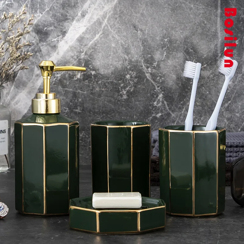 Nordic style luxury ceramic bathroom wash suit creative home hotel toothbrush rack hand washing bottle bathroom four sets
Nordic style luxury ceramic bathroom wash suit creative home hotel toothbrush rack hand washing bottle bathroom four sets