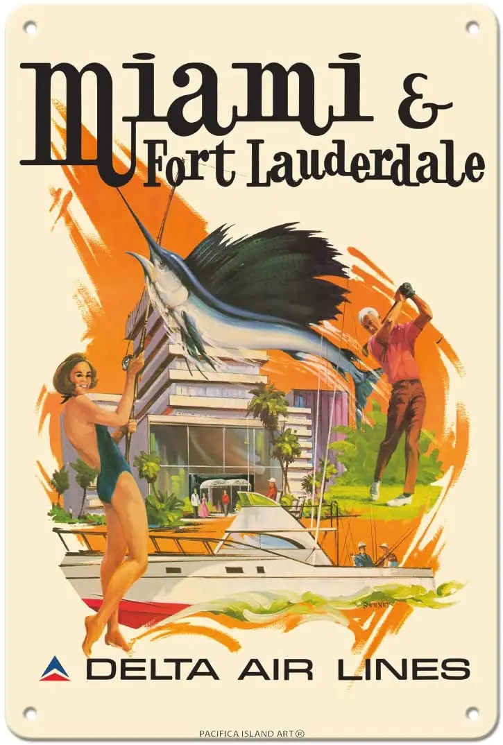 Pacifica Island Art Miami & Fort Lauderdale, Florida - Delta Air Lines - Vintage Airline Travel Poster by Fred Sweney
Pacifica Island Art Miami & Fort Lauderdale, Florida - Delta Air Lines - Vintage Airline Travel Poster by Fred Sweney