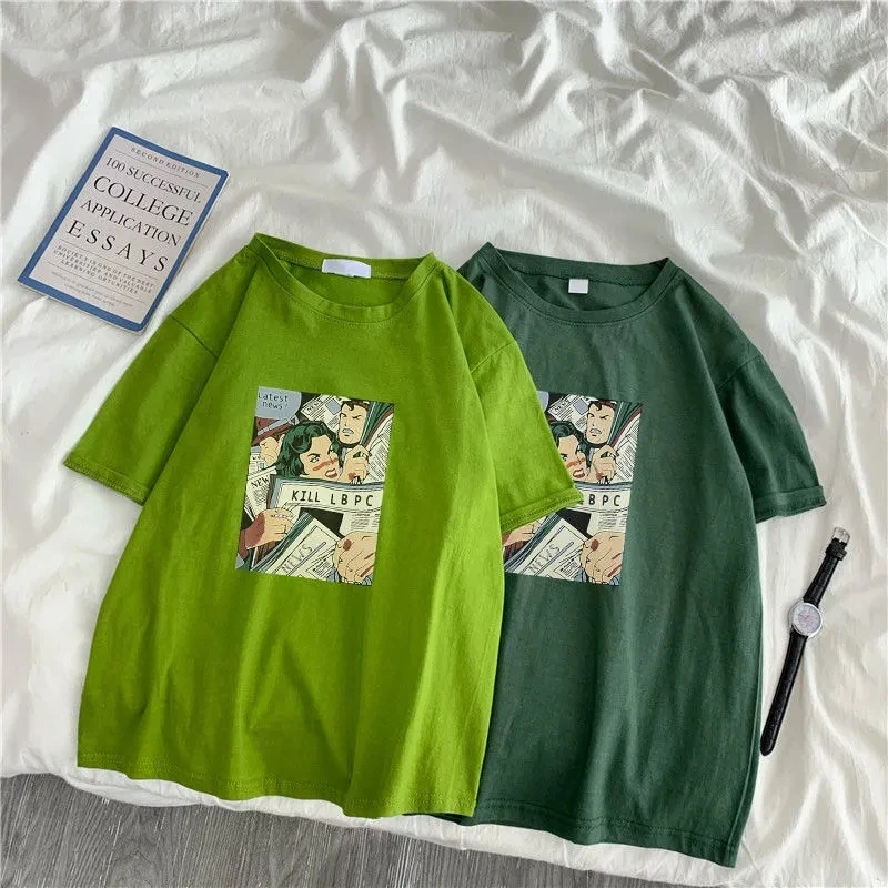 Summer Kawaii Figure Print Women Harajuku Fashion Crew Neck Stretch Classic Fit Loose Chic Tshirt Casual Top Tees Girl Female
Summer Kawaii Figure Print Women Harajuku Fashion Crew Neck Stretch Classic Fit Loose Chic Tshirt Casual Top Tees Girl Female
