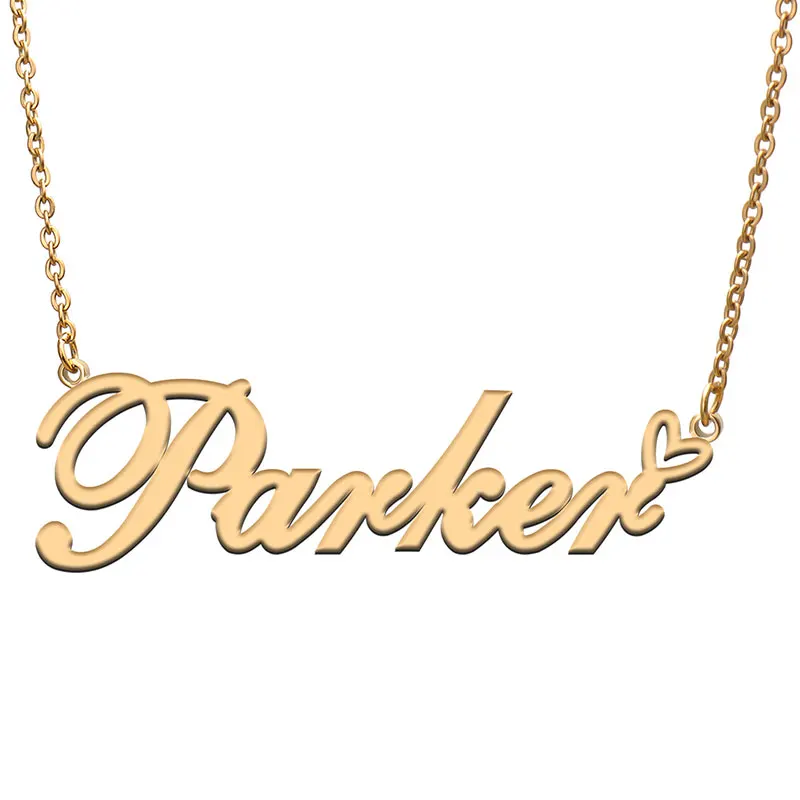 Parker Name with Love Heart Necklace for Women Stainless Steel Jewelry Nameplate Pendant Femme Mother Child Girls Gift
Parker Name with Love Heart Necklace for Women Stainless Steel Jewelry Nameplate Pendant Femme Mother Child Girls Gift