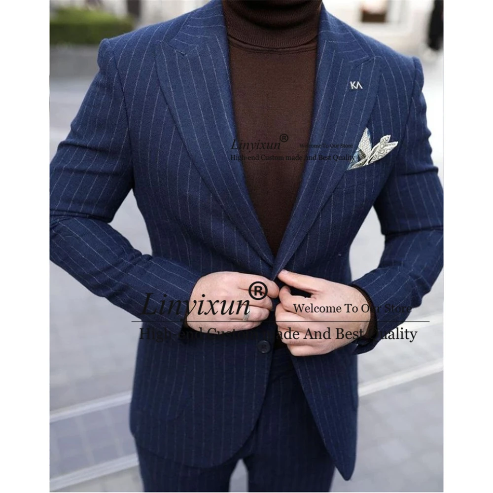 Fashion Navy Blue Mens Suits Slim Fit Wedding Groom Tuxedos Business Blazer 3 Piece Set Banquet Jacket Vest Pants Costume Homme
Fashion Navy Blue Mens Suits Slim Fit Wedding Groom Tuxedos Business Blazer 3 Piece Set Banquet Jacket Vest Pants Costume Homme