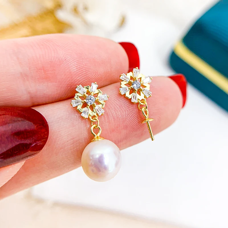 Snowflake Design DIY Pearl Drop Earrings Jewelry Making Women Handmade Pearl Earrings Components For 7-11mm Beads Accessory
Snowflake Design DIY Pearl Drop Earrings Jewelry Making Women Handmade Pearl Earrings Components For 7-11mm Beads Accessory