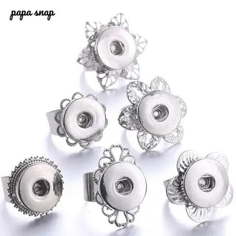 New snaps Jewelry 18mm buttons Ring 18mm metal snap buttons Rings adjustable flexible snap button Jewelry dropshipping
