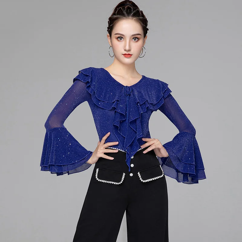 New Latin Dance Practice Clothes Modern Standard Dance Competition Tops Female Rumba Training Tops Samba Tango Clothing DQL6126
New Latin Dance Practice Clothes Modern Standard Dance Competition Tops Female Rumba Training Tops Samba Tango Clothing DQL6126
