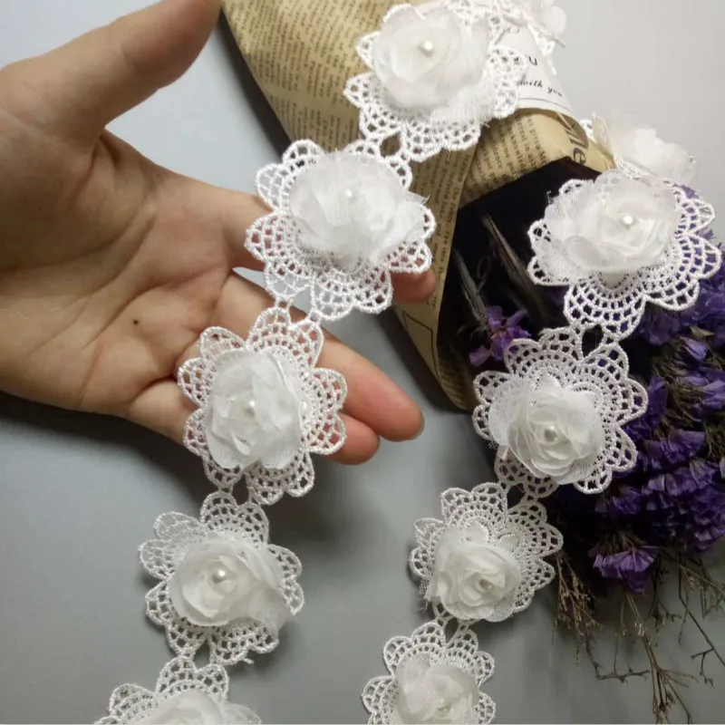 10X White 5cm Pearl 3D Flower Tassel Lace Trim Ribbon Fabric Embroidered Applique Sewing Craft Wedding Dress Clothes New 
10X White 5cm Pearl 3D Flower Tassel Lace Trim Ribbon Fabric Embroidered Applique Sewing Craft Wedding Dress Clothes New