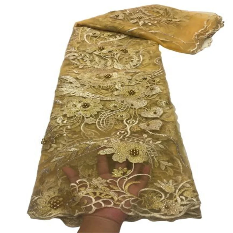 Latest African Lace Fabric High Quality Lace Stones Embroidery Tulle Lace Fabric Gold Beaded French Net Lace Fabric J98-4
Latest African Lace Fabric High Quality Lace Stones Embroidery Tulle Lace Fabric Gold Beaded French Net Lace Fabric J98-4